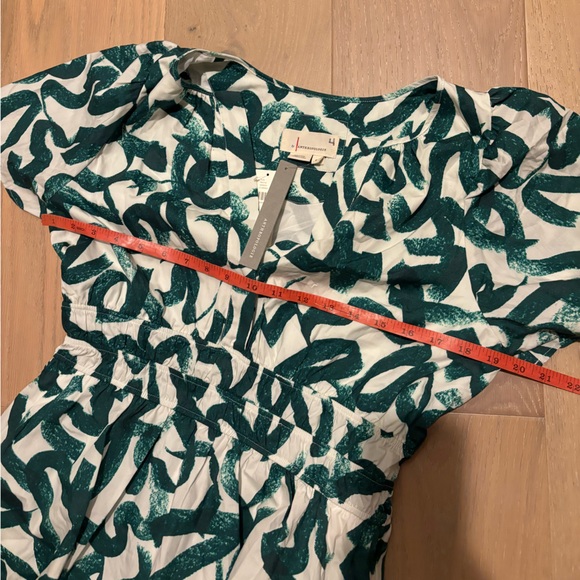 Anthropologie The Somerset Mini Dress Dark Green white short sleeve medium NEW - Picture 11 of 13